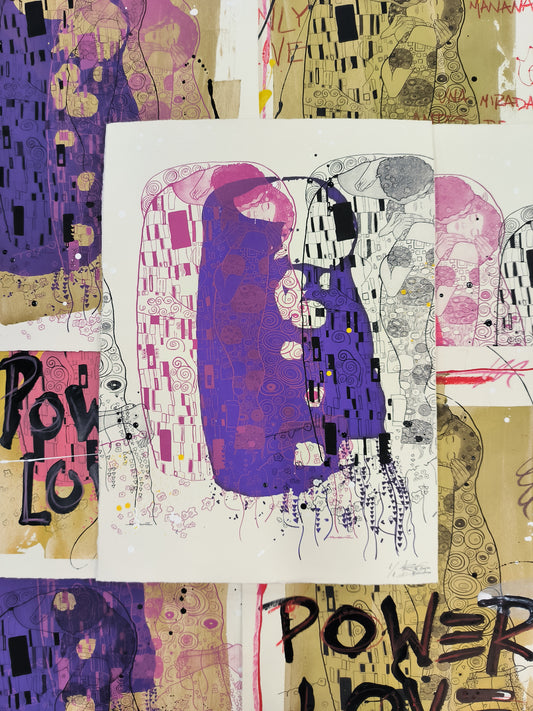 El Beso de Klimt - Retrato print (original painting on paper) Arte Urbano Barcelona