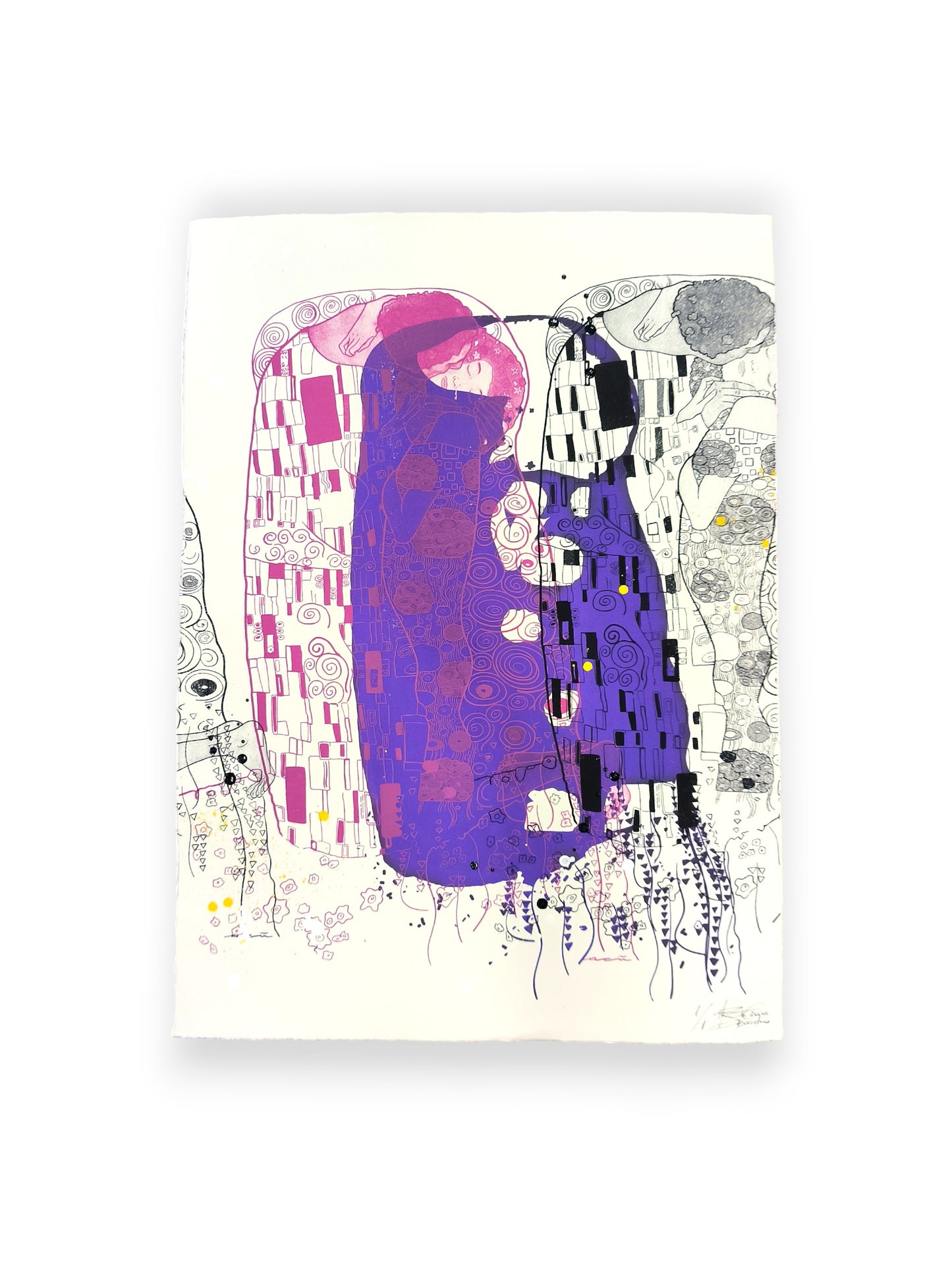 El Beso de Klimt - Retrato print (original painting on paper) Arte Urbano Barcelona