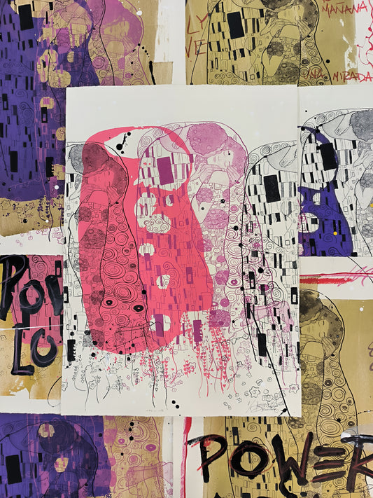 El Beso de Klimt - Retrato print (original painting on paper) Arte Urbano Barcelona