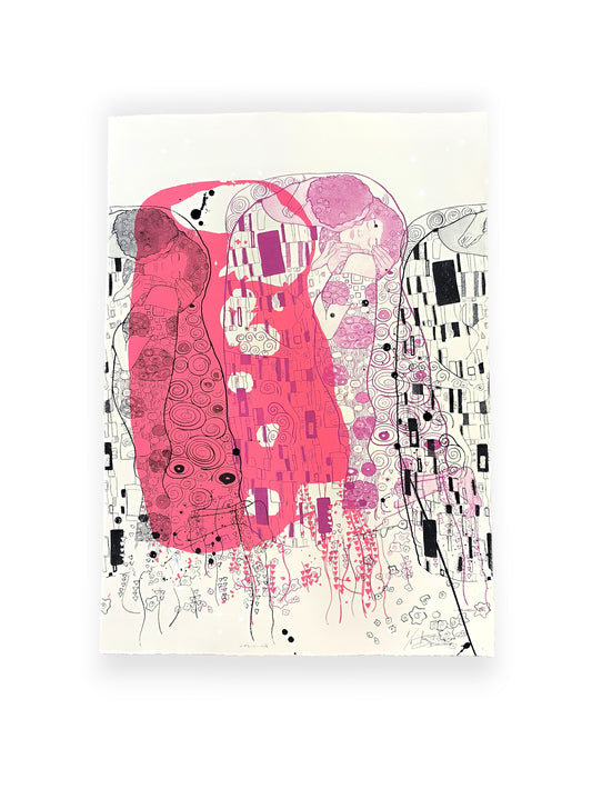 El Beso de Klimt - Retrato print (original painting on paper) Arte Urbano Barcelona