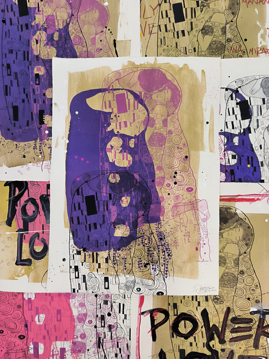 El Beso de Klimt - Retrato print (original painting on paper) Arte Urbano Barcelona