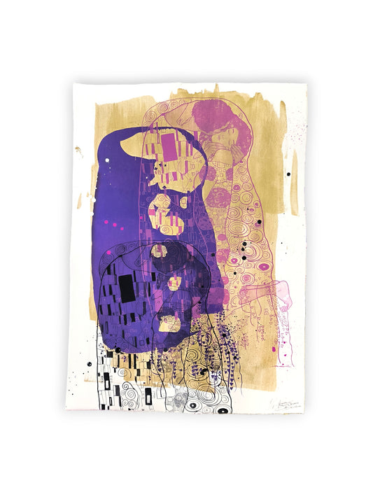 El Beso de Klimt - Retrato print (original painting on paper) Arte Urbano Barcelona