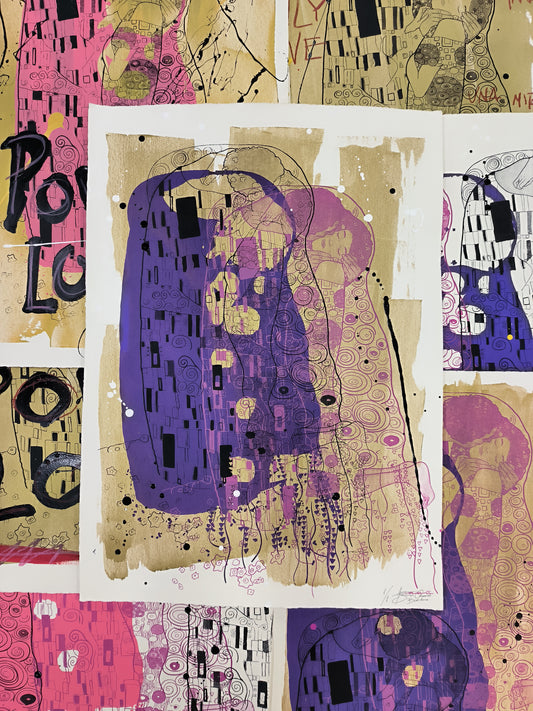 El Beso de Klimt - Retrato print (original painting on paper) Arte Urbano Barcelona
