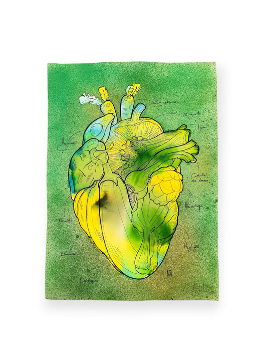 Corazon Vegetal - Retrato print (original painting on paper) Arte Urbano Contemporaneo Barcelona