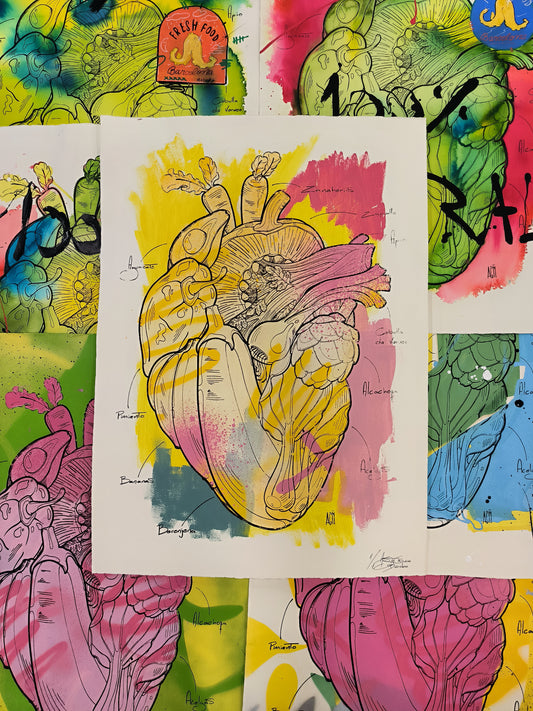 Corazón Vegetal - Retrato print (original painting on paper) Arte Urbano Contemporaneo Barcelona