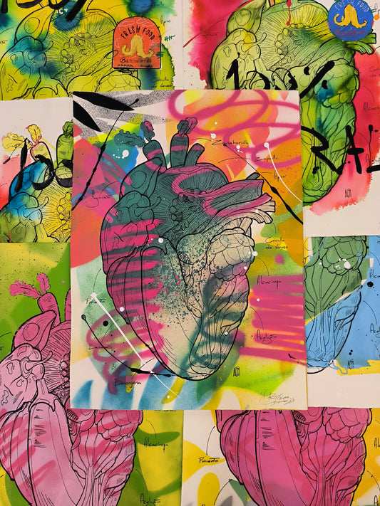 Corazón Vegetal - Retrato print (original painting on paper) Arte Urbano Contemporaneo Barcelona
