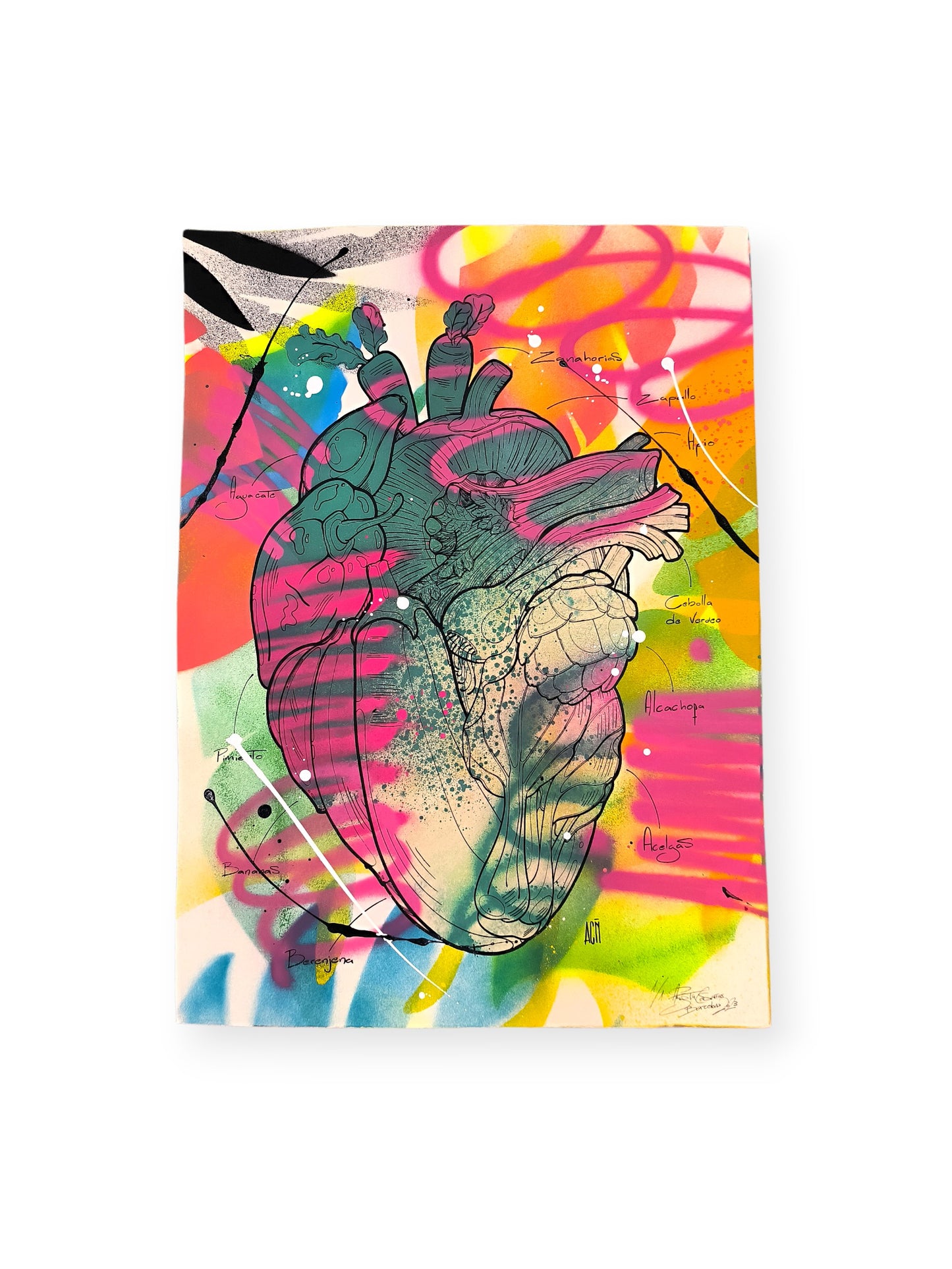 Corazón Vegetal - Retrato print (original painting on paper) Arte Urbano Contemporaneo Barcelona