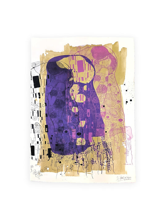 El Beso de Klimt - Retrato print (original painting on paper) Arte Urbano Barcelona