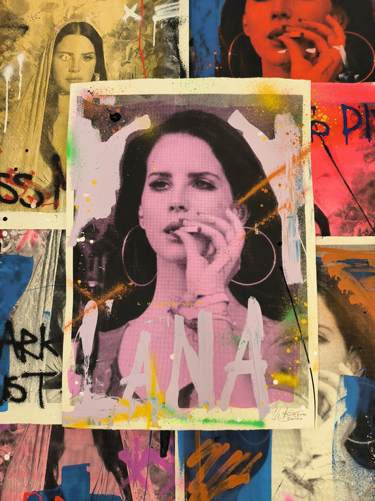 Lana del Rey - Retrato print (original painting on paper) Arte Urbano Barcelona