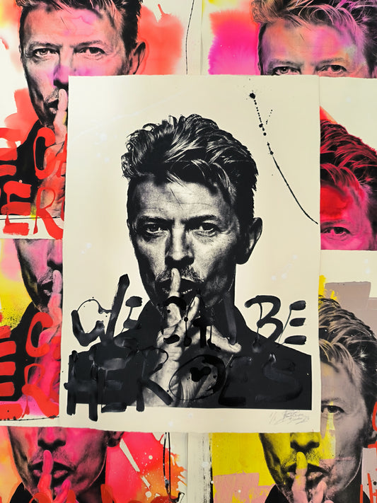 David Bowie - Retrato print (original painting on paper) Arte Urbano Barcelona