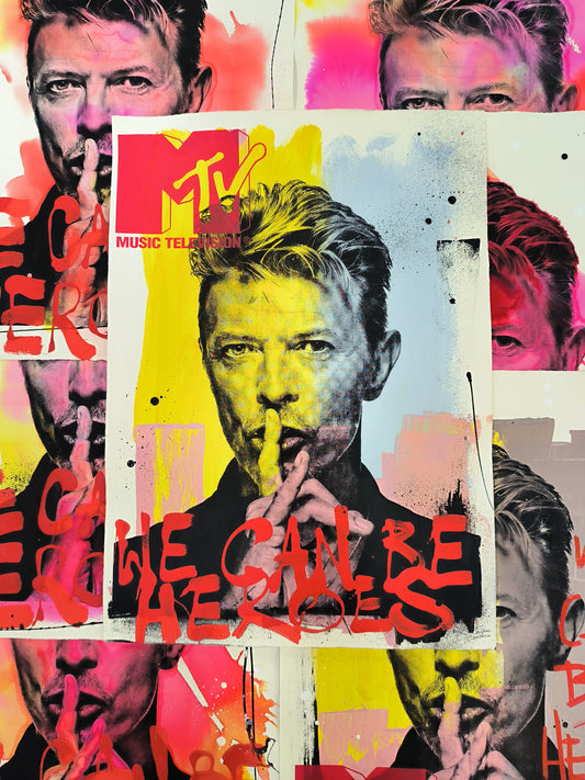 David Bowie - Retrato print (original painting on paper) Arte Urbano Barcelona