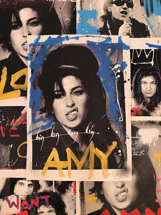 Amy Winehouse - Retrato Print (Original painting on paper) Arte Urbano Contemporaneo Barcelona
