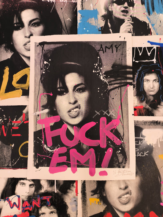 Amy Winehouse - Retrato Print (Original painting on paper) Arte Urbano Contemporaneo Barcelona