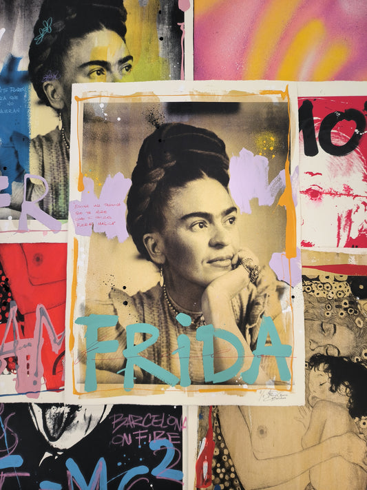 Frida Kahlo - Retrato print (Original painting on paper) Arte Urbano Barcelona