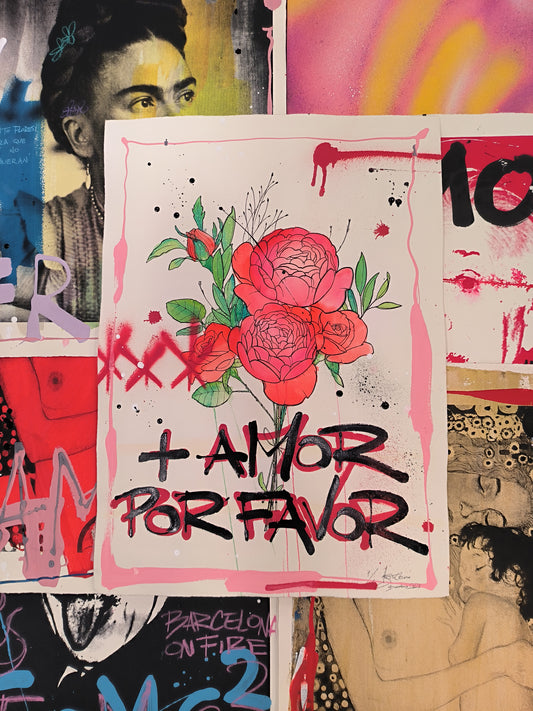 Rosas, Mas Amor Por Favor - Arte Urbano Barcelona. Retrato print (original painting on paper)