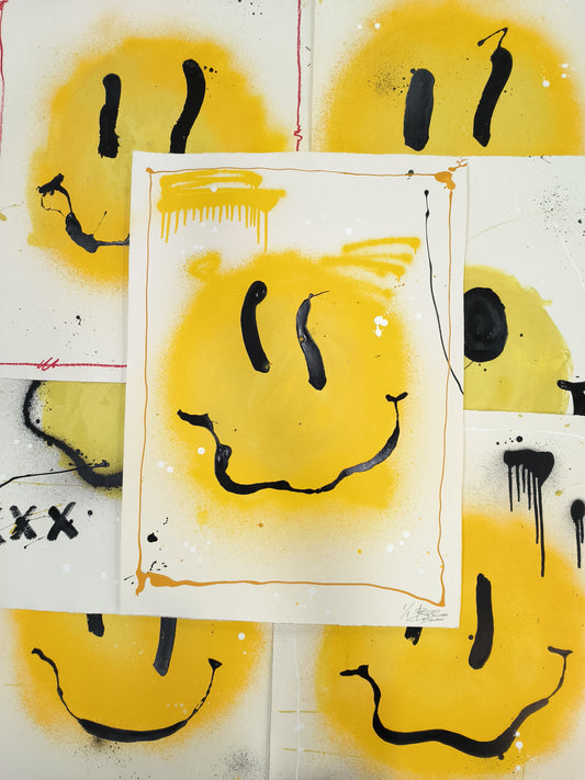 Smile - Retrato print (original painting on paper) Arte Urbano Barcelona