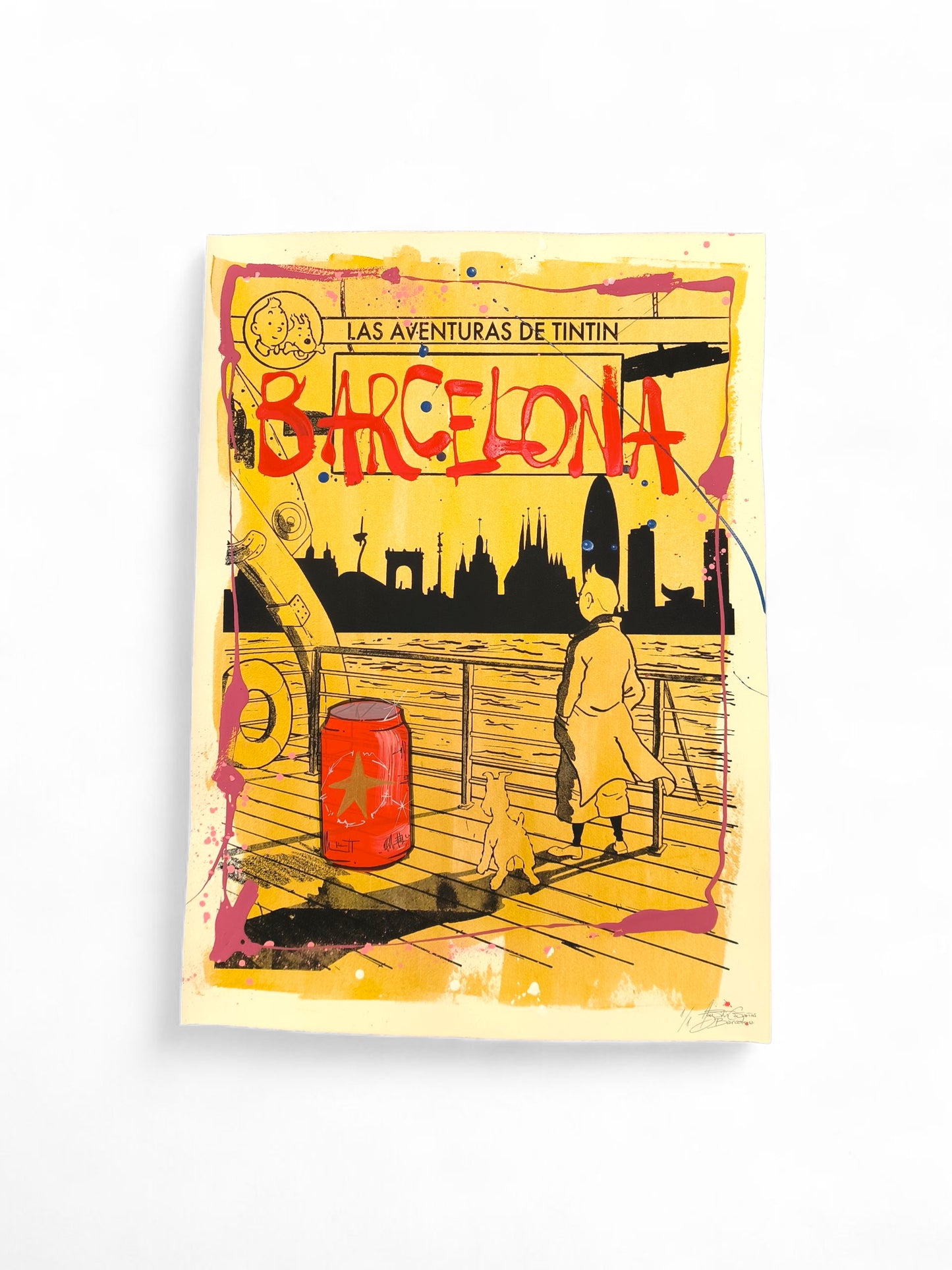 Tintin - Retrato print (Original painting on paper) contemporary art Barcelona