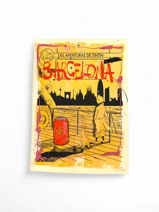 Tintin - Retrato print (Original painting on paper) contemporary art Barcelona