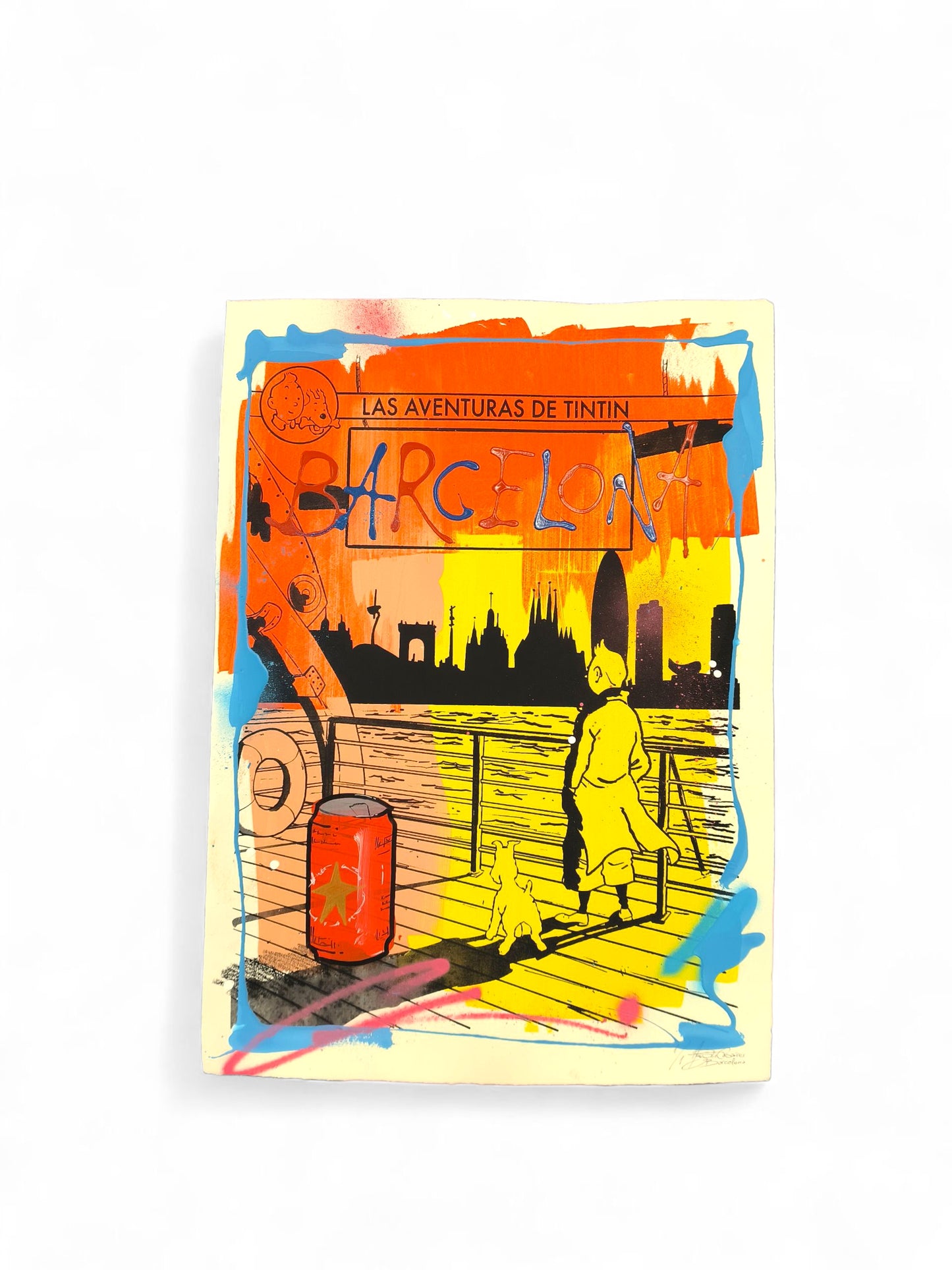 Tintin - Retrato print (Original painting on paper) contemporary art Barcelona