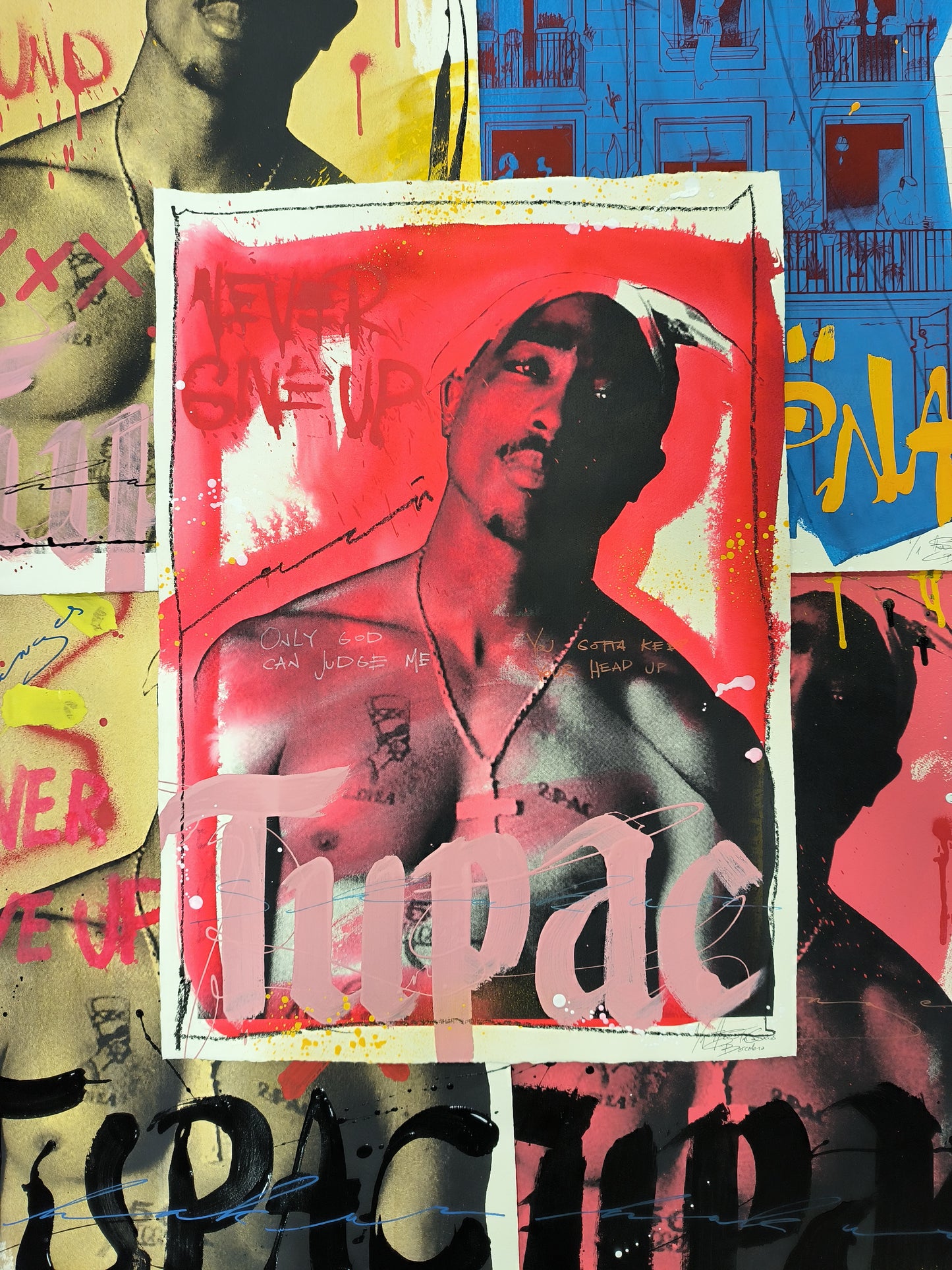 Tupac - Retrato print (Original painting on paper) Arte Urbano Barcelona