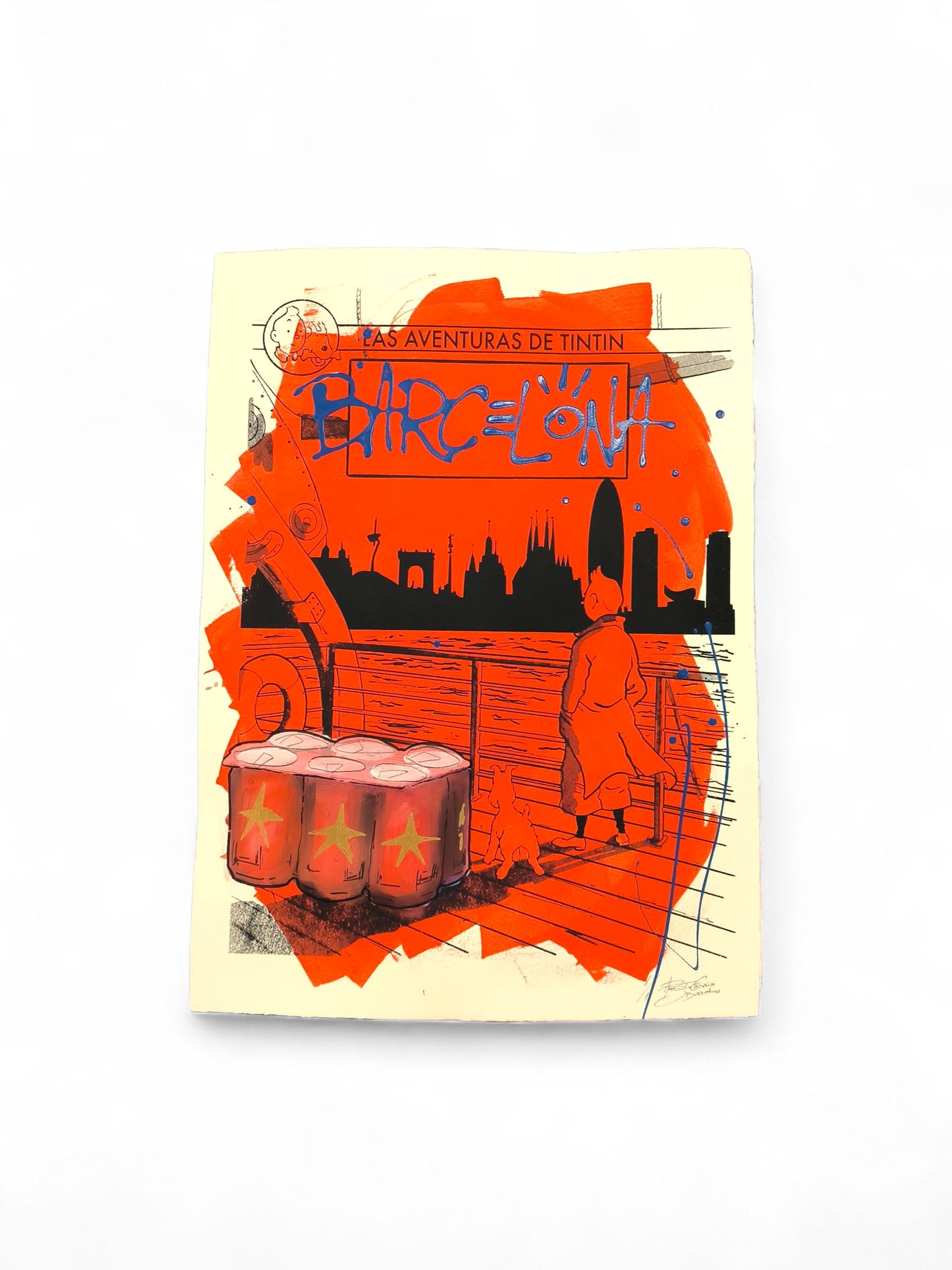 Tintin - Retrato print (Original painting on paper) contemporary art Barcelona