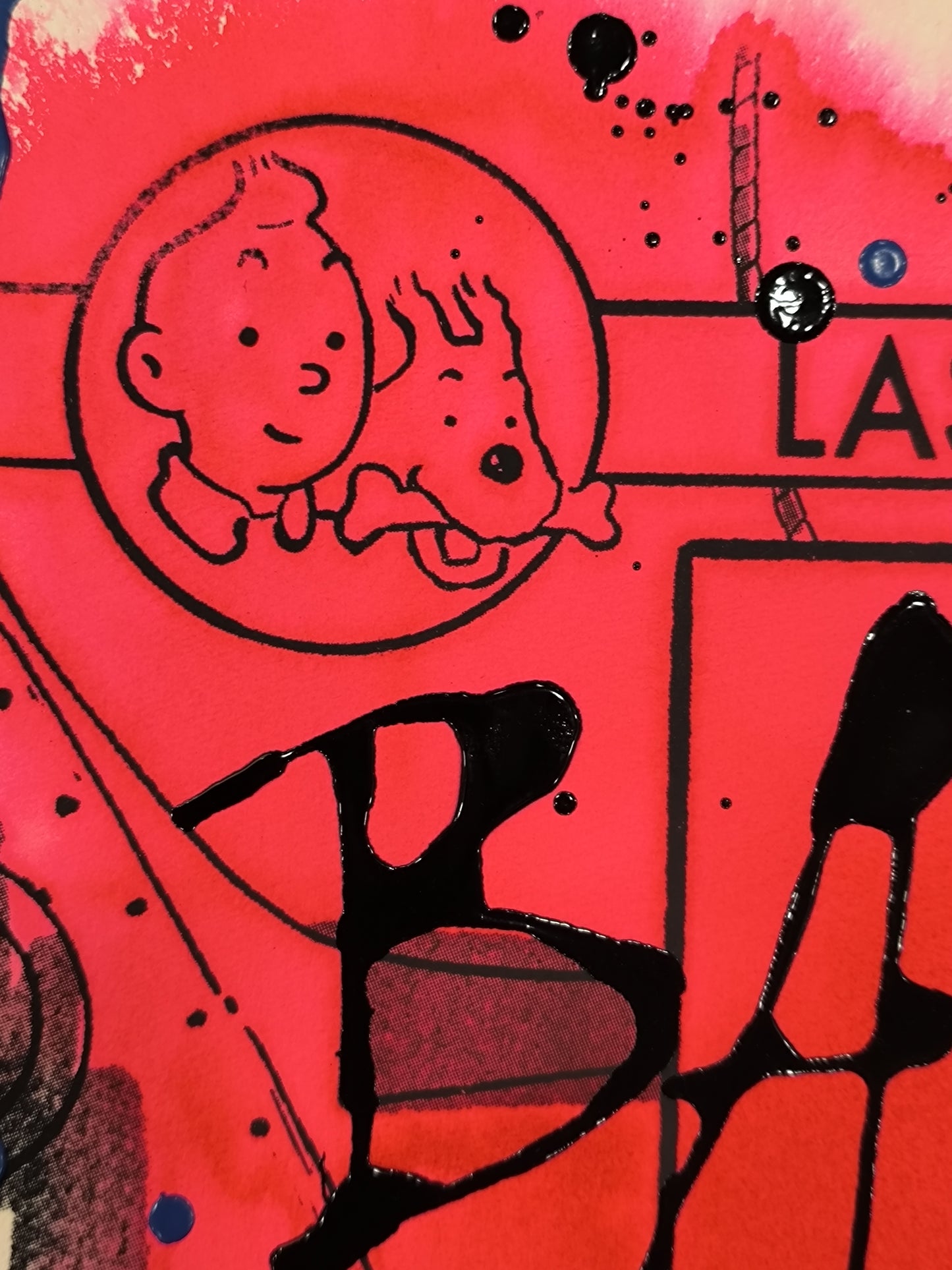 Tintin - Retrato print (Original painting on paper) contemporary art Barcelona