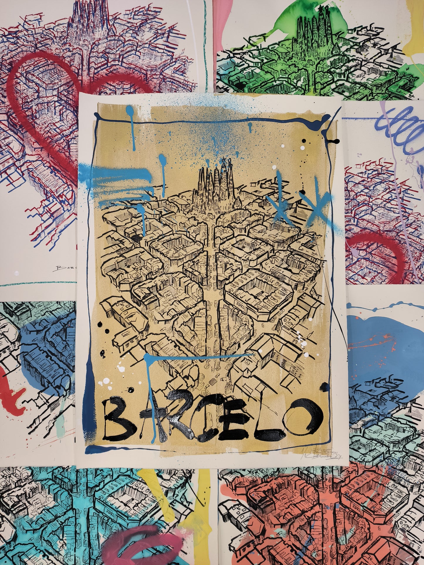 L'Eixample: Un viaje por la Barcelona de Gaudí - Retrato print (original painting on paper) Arte Urbano Barcelona