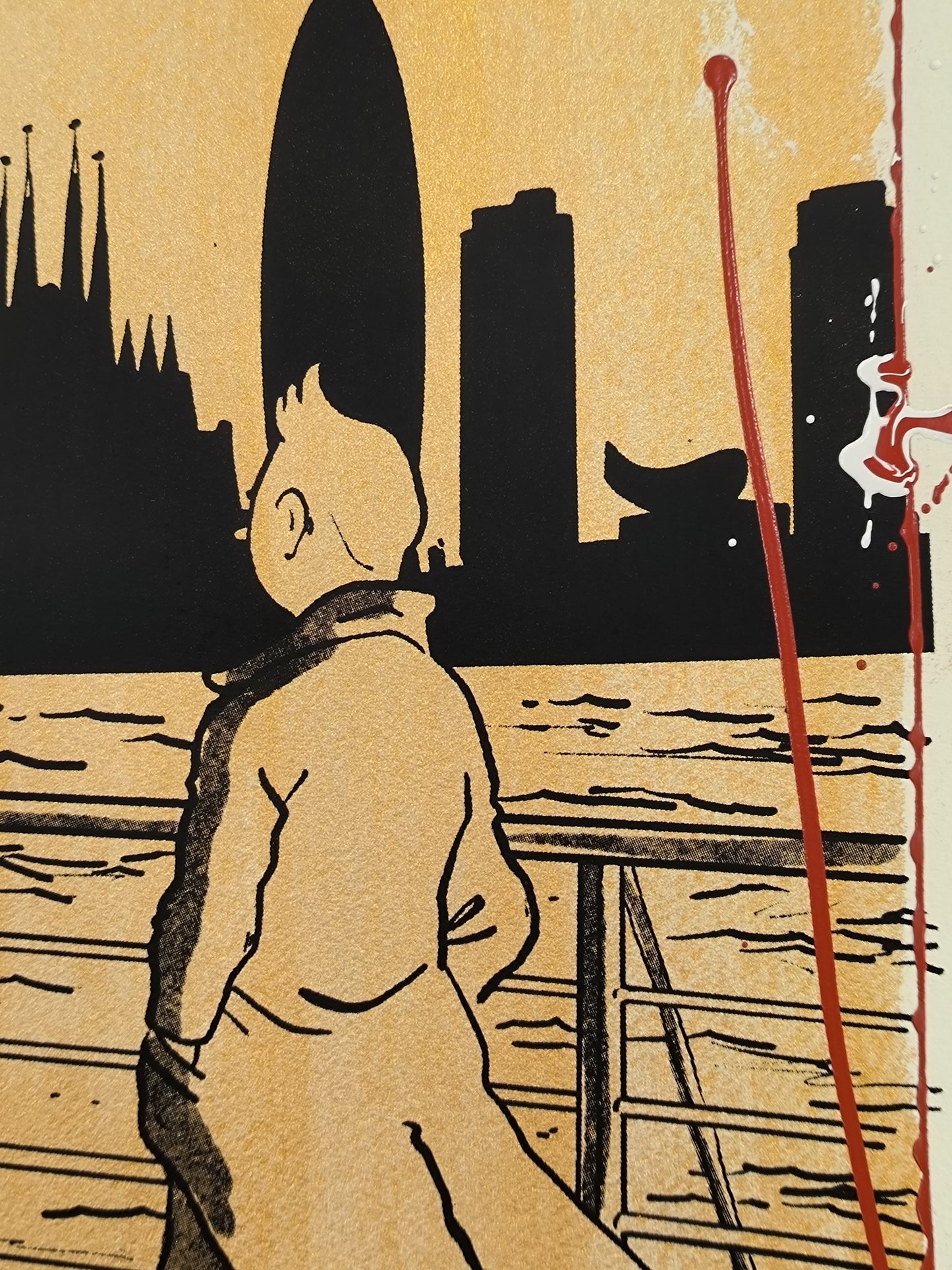 Tintin - Retrato print (Original painting on paper) contemporary art Barcelona