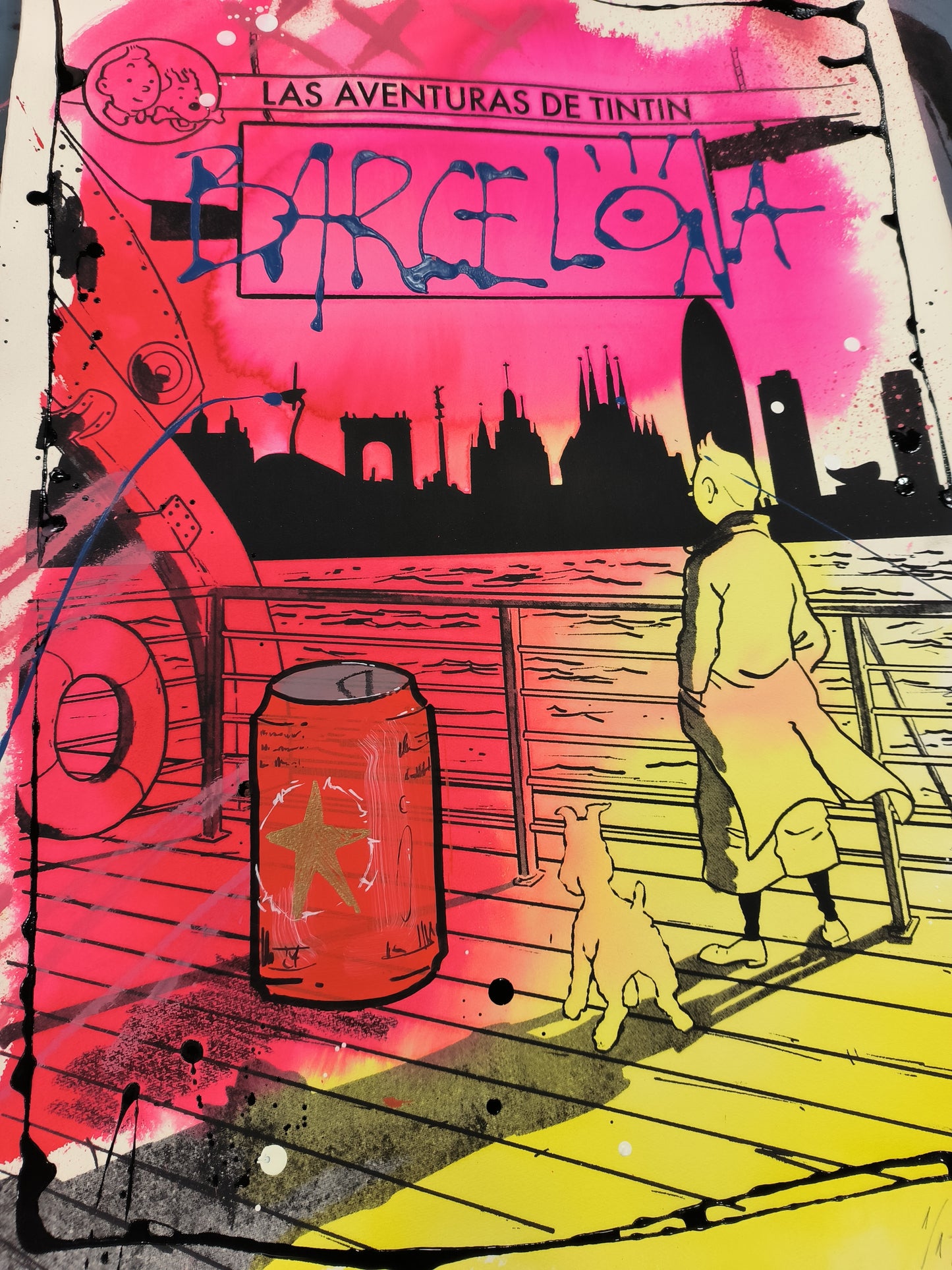 Tintin - Retrato print (Original painting on paper) contemporary art Barcelona