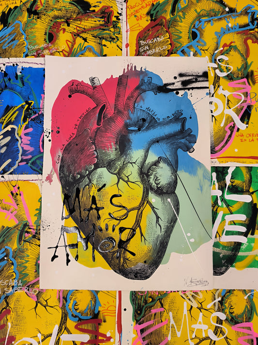 Corazón Anatómico - Retrato print (original painting on paper) Arte Urbano Barcelona