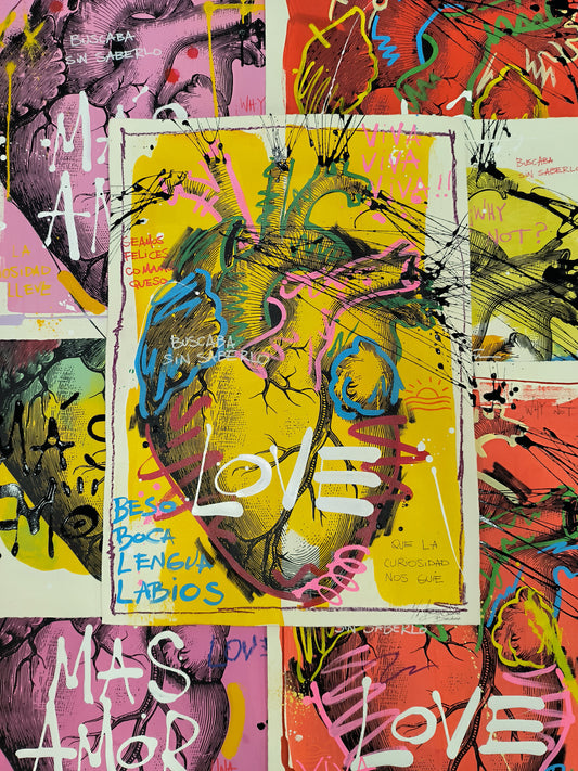 Corazón Anatómico - Retrato print (original painting on paper) Arte Urbano Barcelona