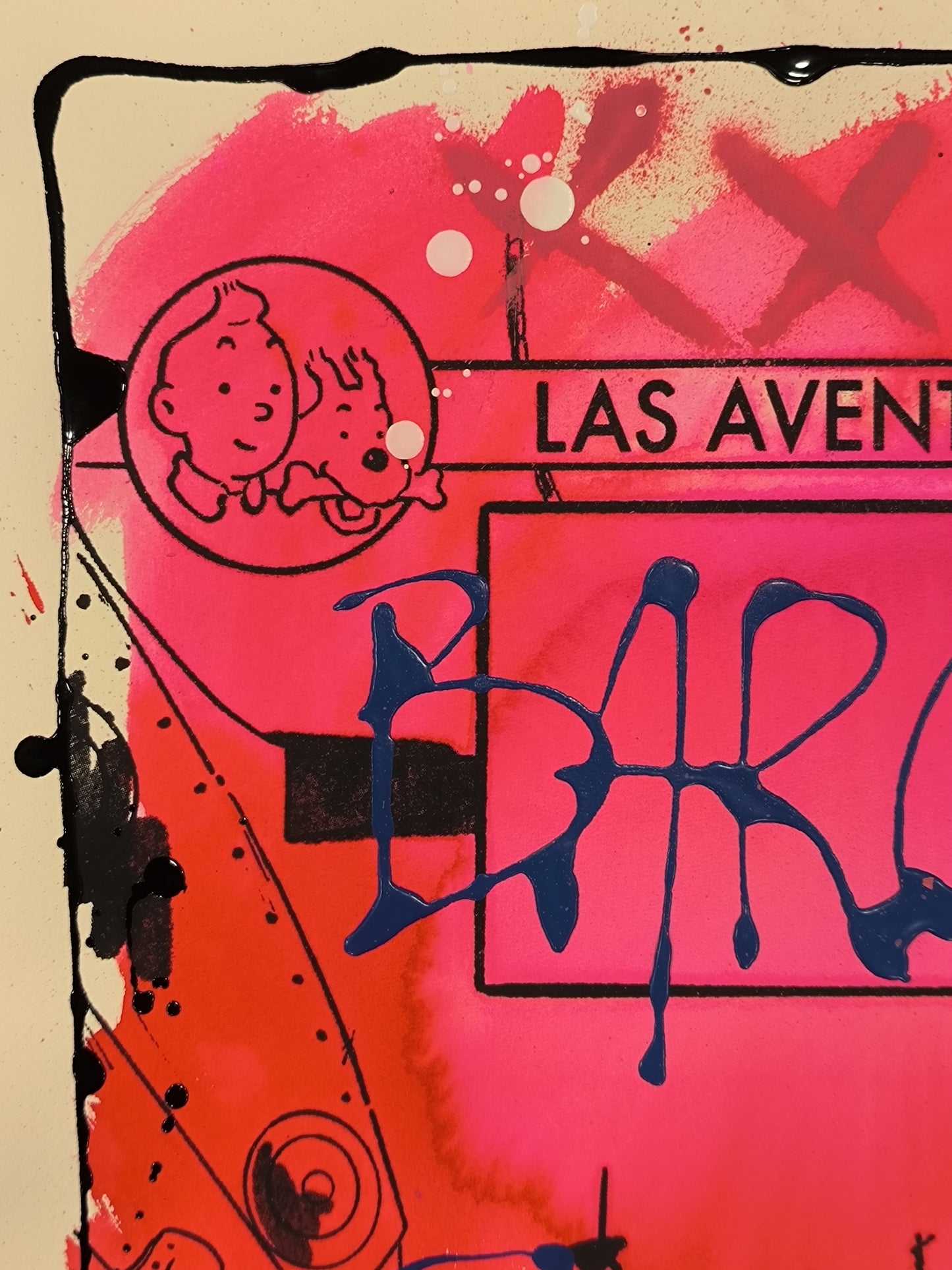 Tintin - Retrato print (Original painting on paper) contemporary art Barcelona