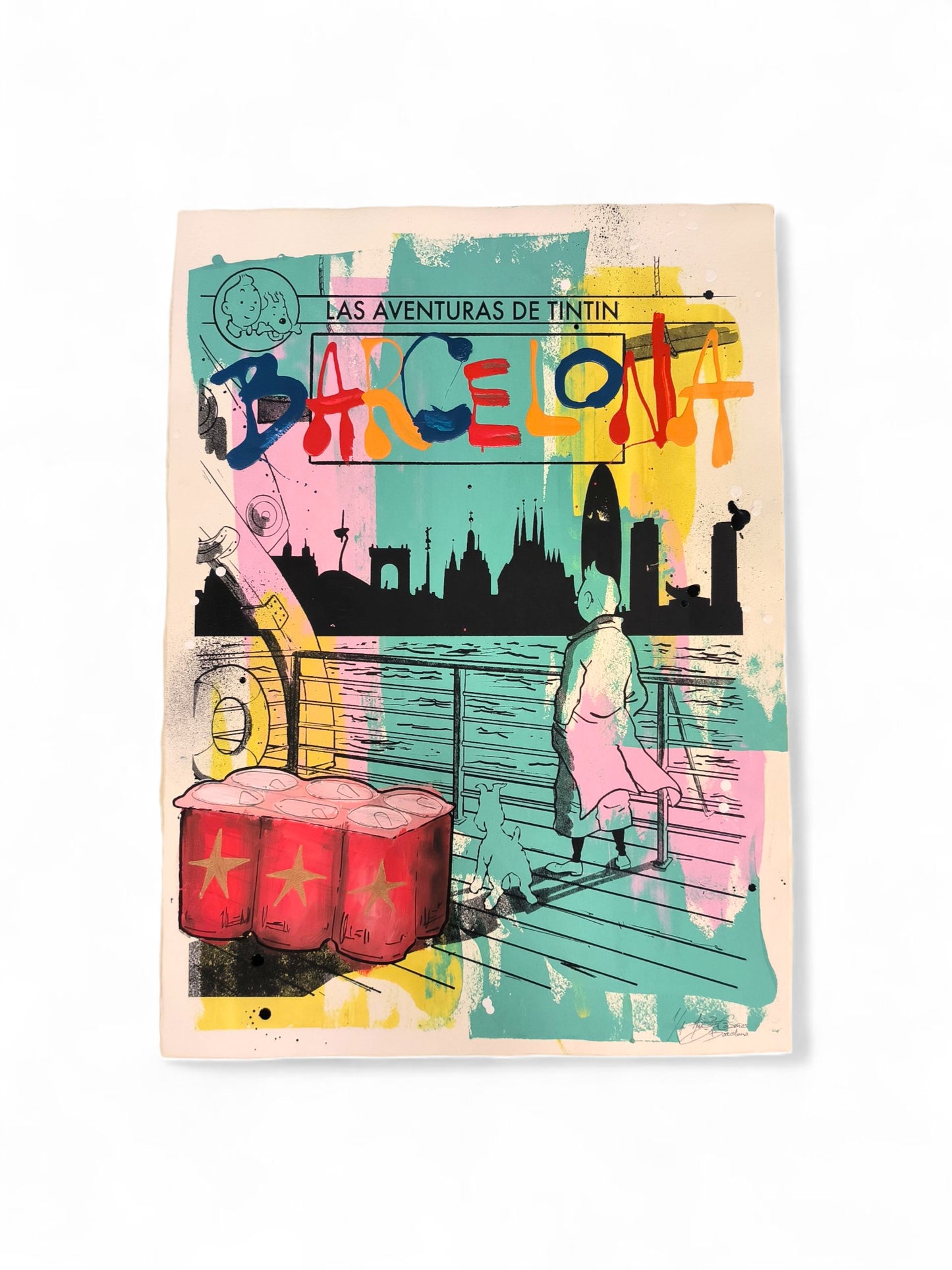 Tintin - Retrato print (Original painting on paper) contemporary art Barcelona