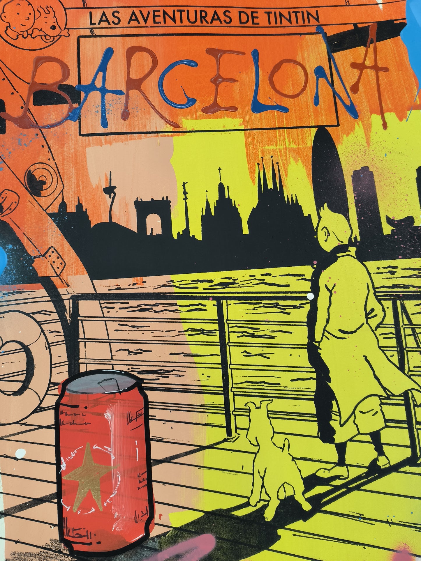 Tintin - Retrato print (Original painting on paper) contemporary art Barcelona