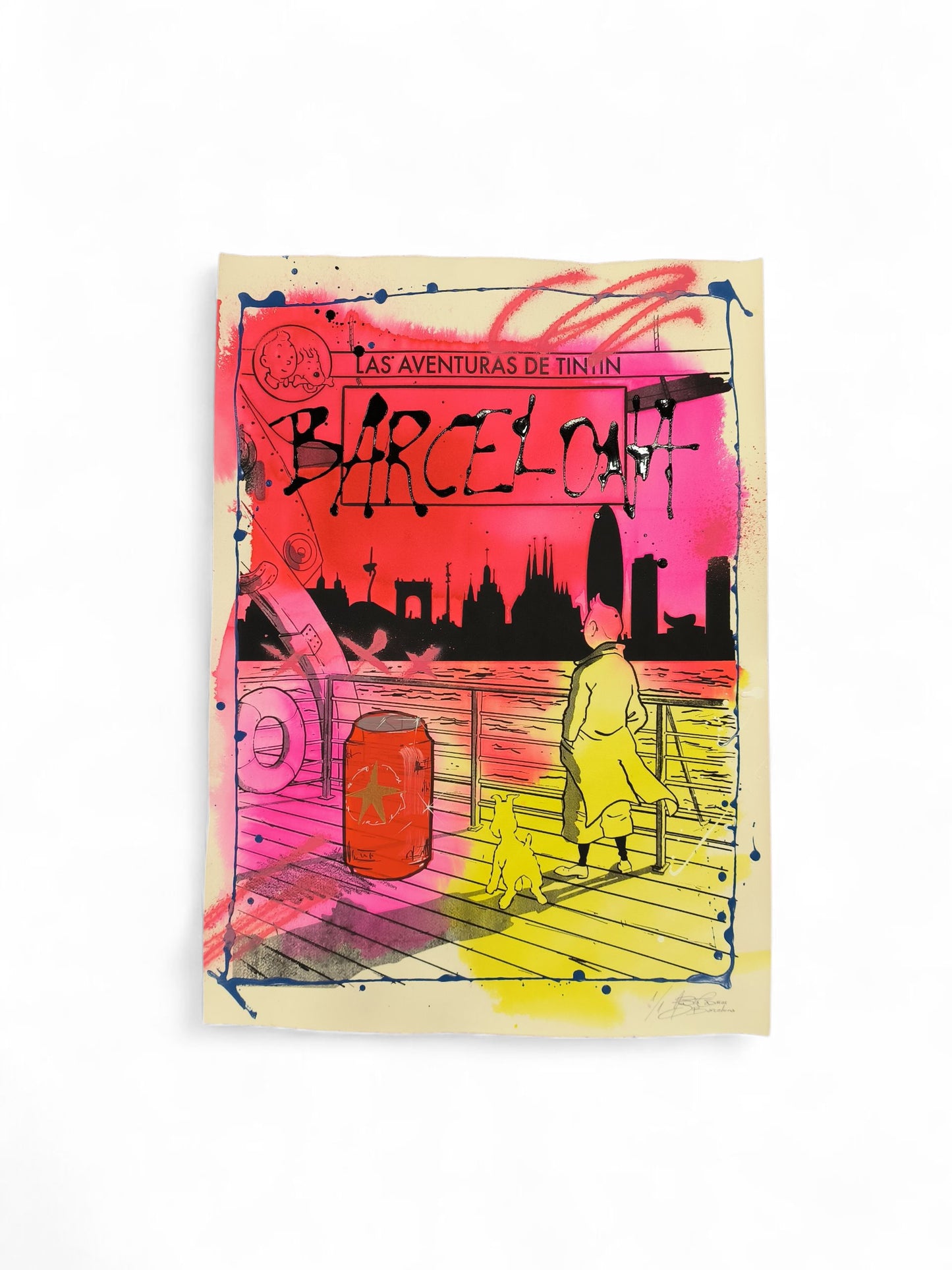 Tintin - Retrato print (Original painting on paper) contemporary art Barcelona