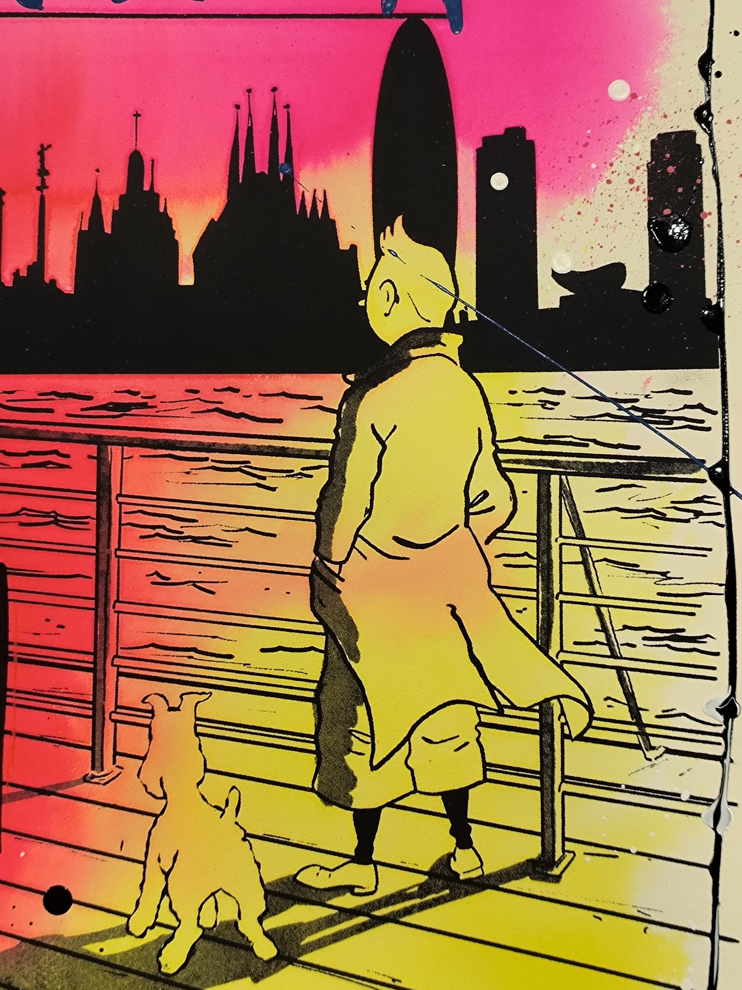 Tintin - Retrato print (Original painting on paper) contemporary art Barcelona