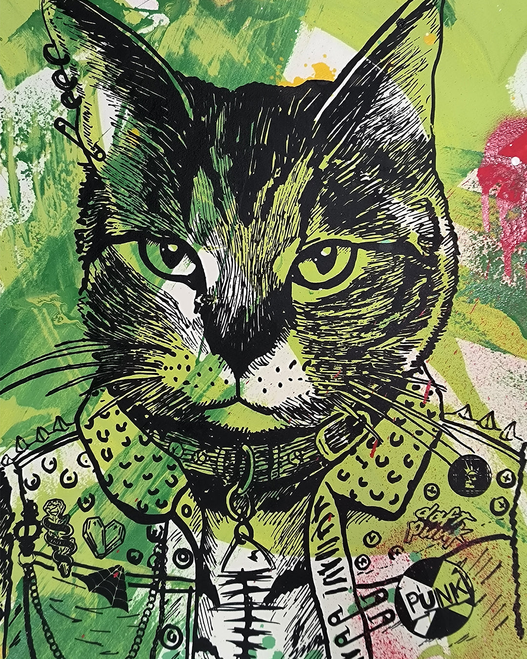 Gato Punk - Retrato print (original painting on paper) - Arte Urbano Contemporaneo