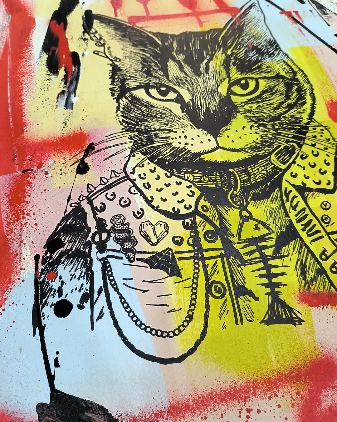 Gato Punk - Retrato print (original painting on paper) - Arte Urbano Contemporaneo