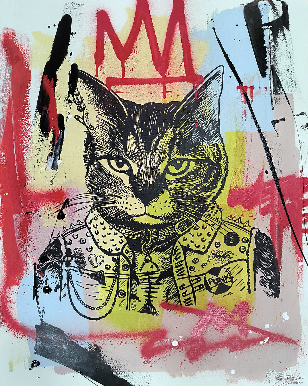 Gato Punk - Retrato print (original painting on paper) - Arte Urbano Contemporaneo