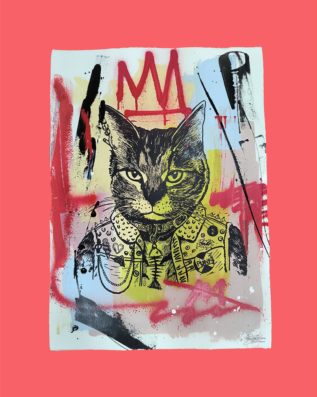 Gato Punk - Retrato print (original painting on paper) - Arte Urbano Contemporaneo