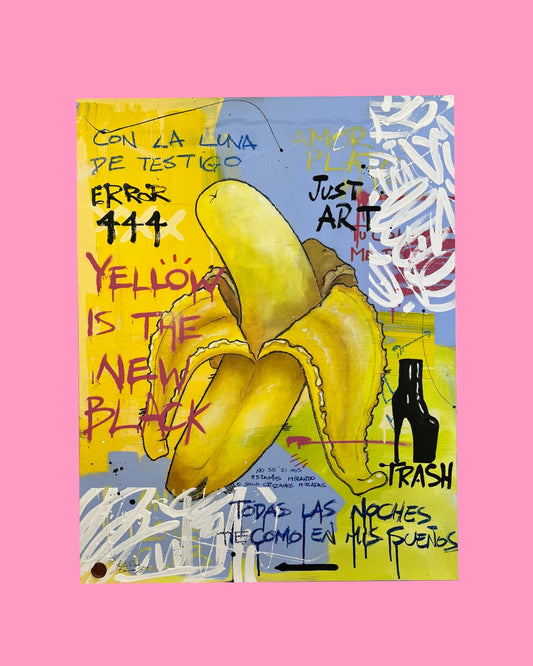 Pintura sobre Madera (Painting on Wood) 98x76 “Esto no es una banana” Arte Urbano Barcelona