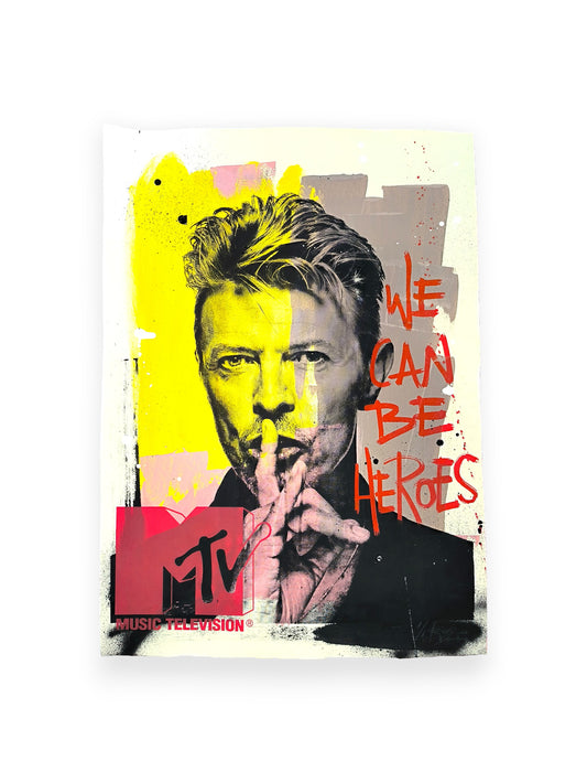 David Bowie - Retrato print (original painting on paper) Arte Urbano Barcelona