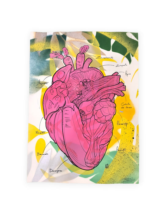 Corazón Vegetal - Retrato print (original painting on paper) Arte Urbano Barcelona