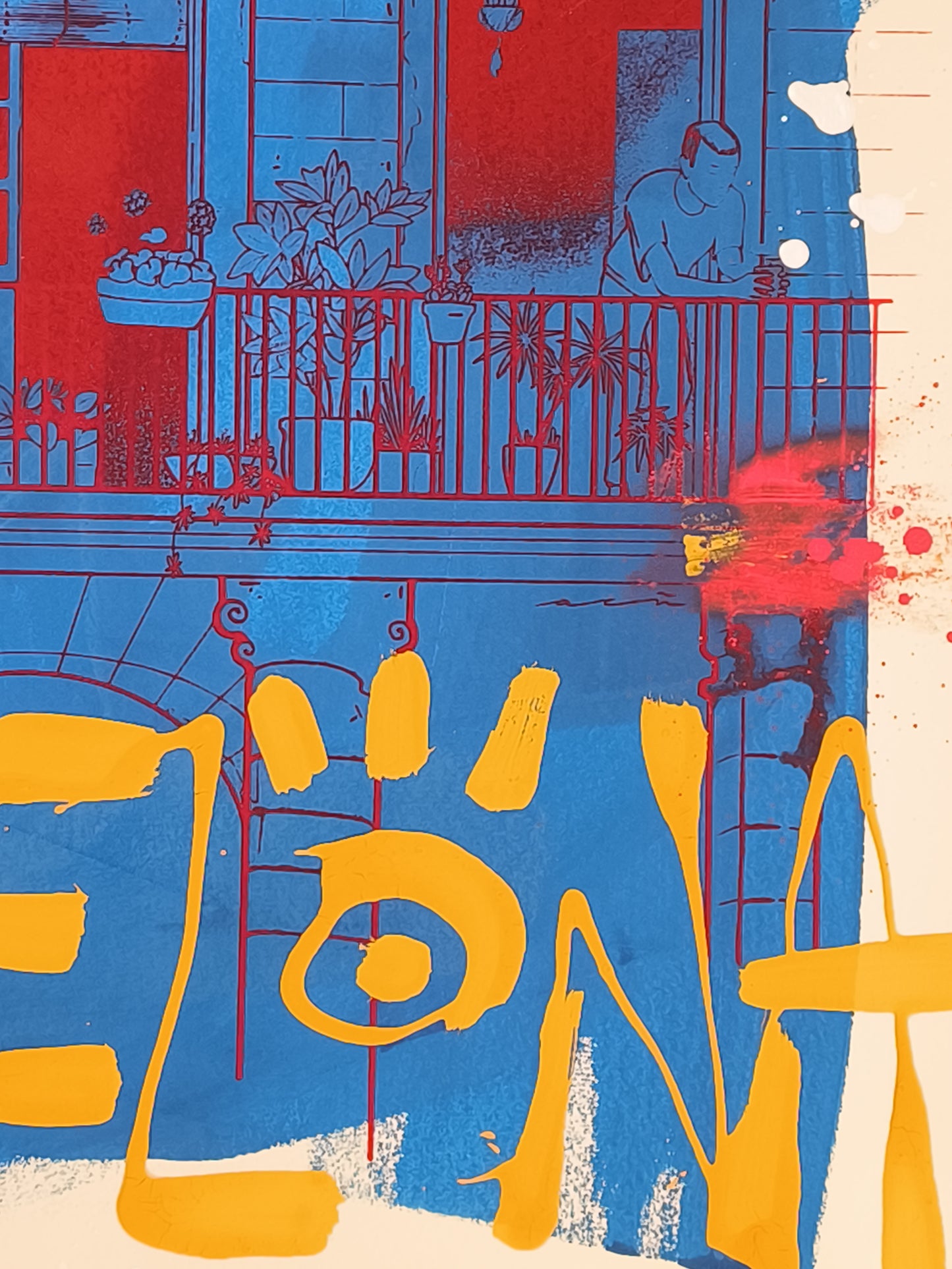 Balcones del Born - Retrato print (Original painting on paper) Arte Urbano Barcelona
