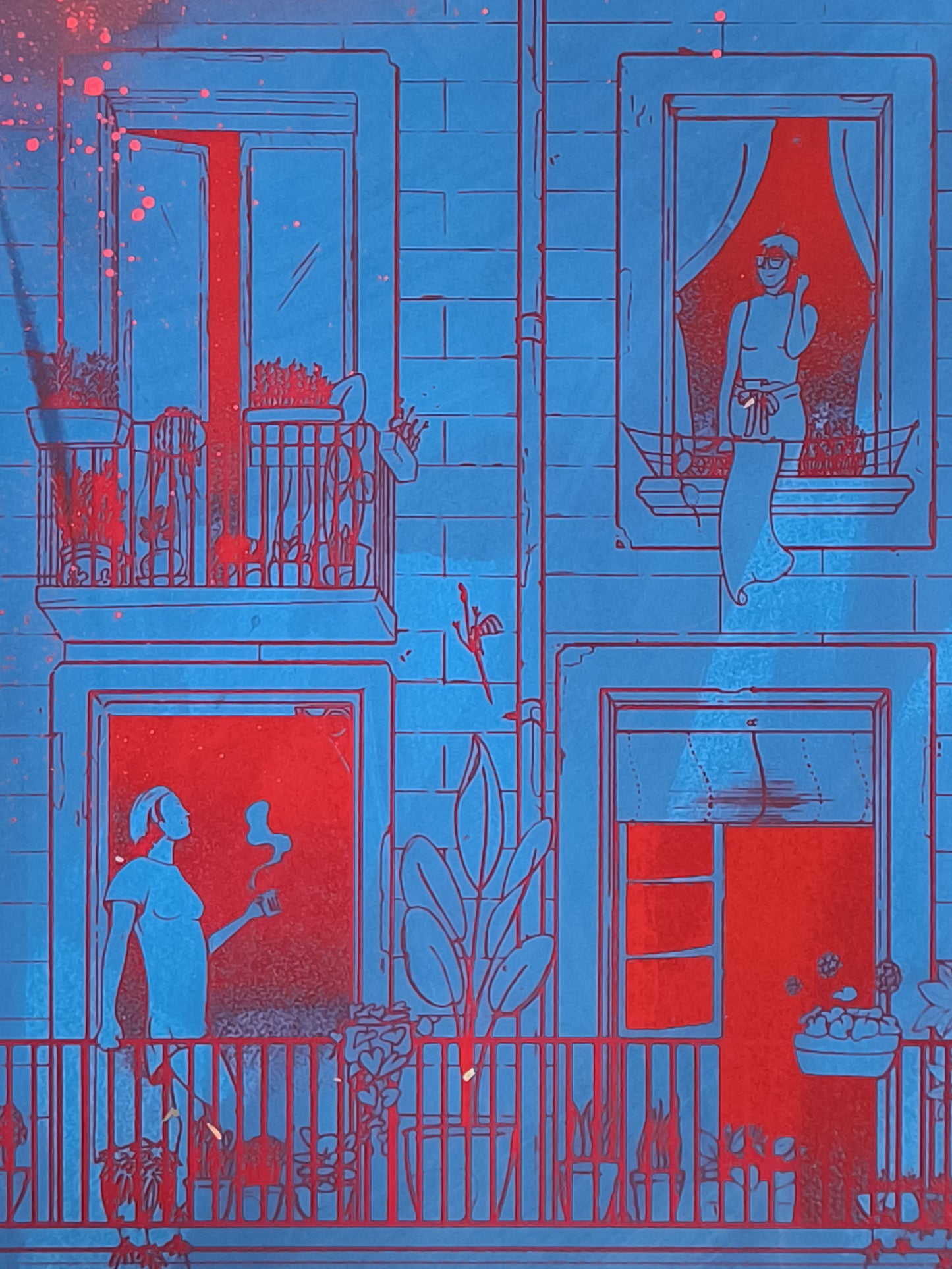 Balcones del Born - Retrato print (Original painting on paper) Arte Urbano Barcelona