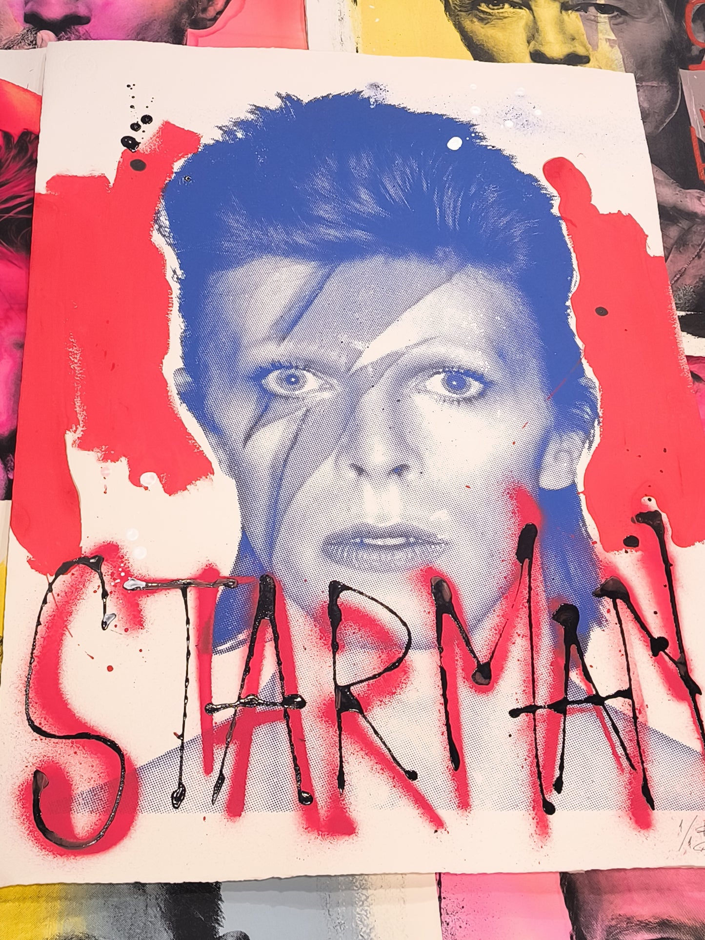 David Bowie (Young) - Retrato print (original painting on paper) Arte Urbano Barcelona