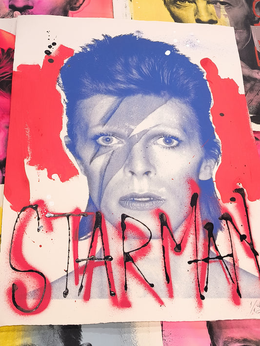 David Bowie (Young) - Retrato print (original painting on paper) Arte Urbano Barcelona