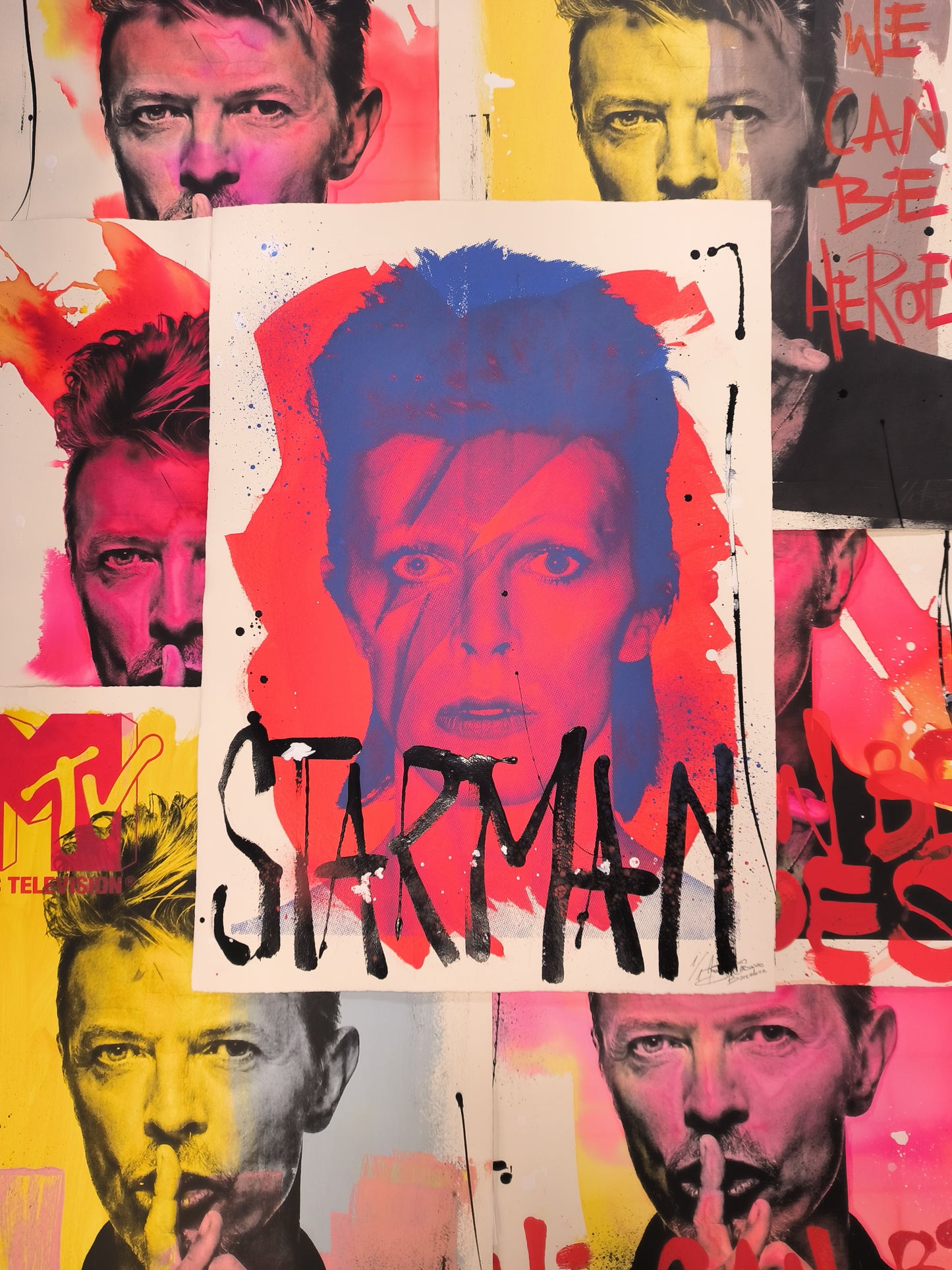 David Bowie (Young) - Retrato print (original painting on paper) Arte Urbano Barcelona