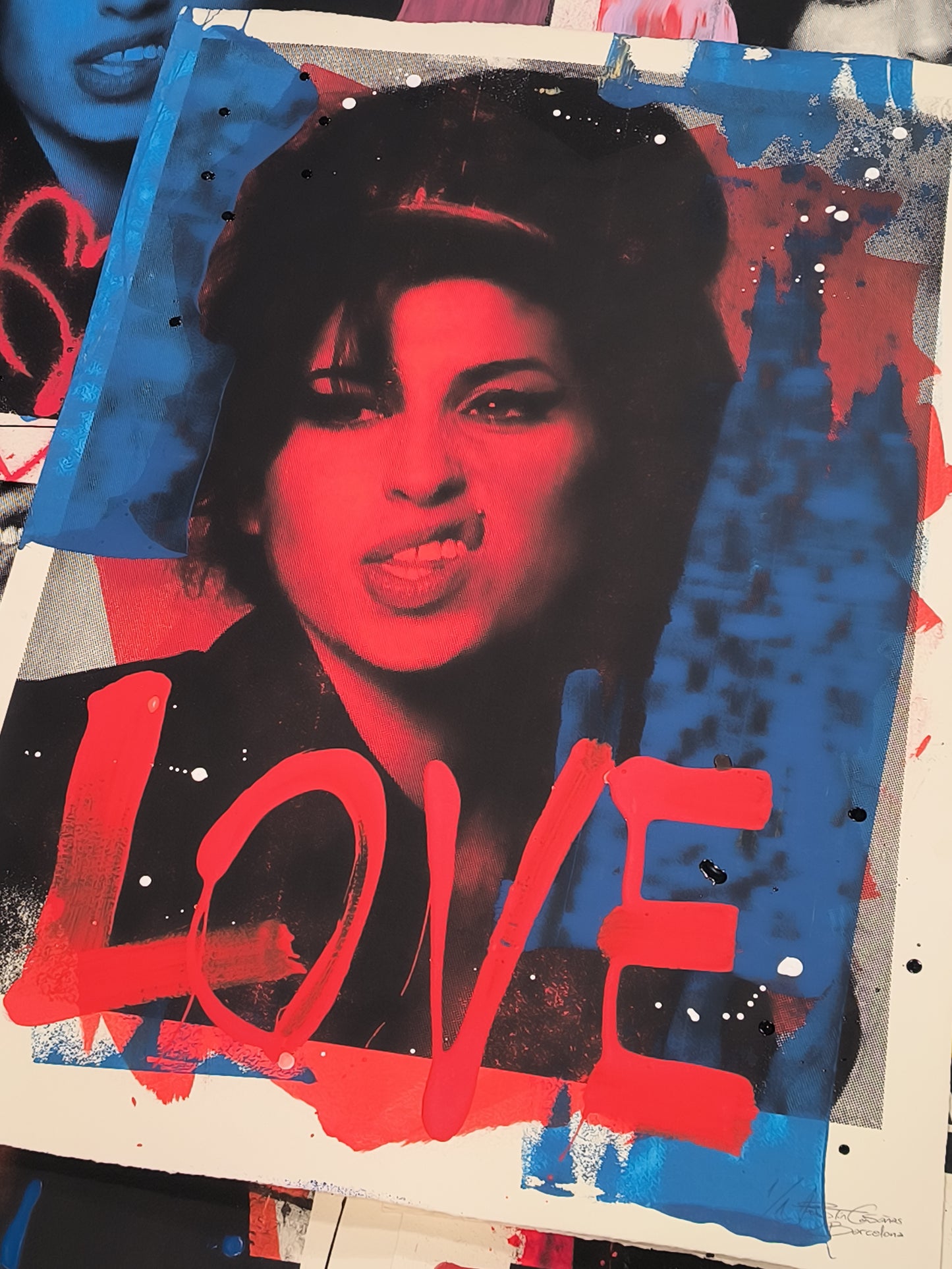 Amy Winehouse - Retrato Print (Original painting on paper) Arte Urbano Contemporaneo Barcelona