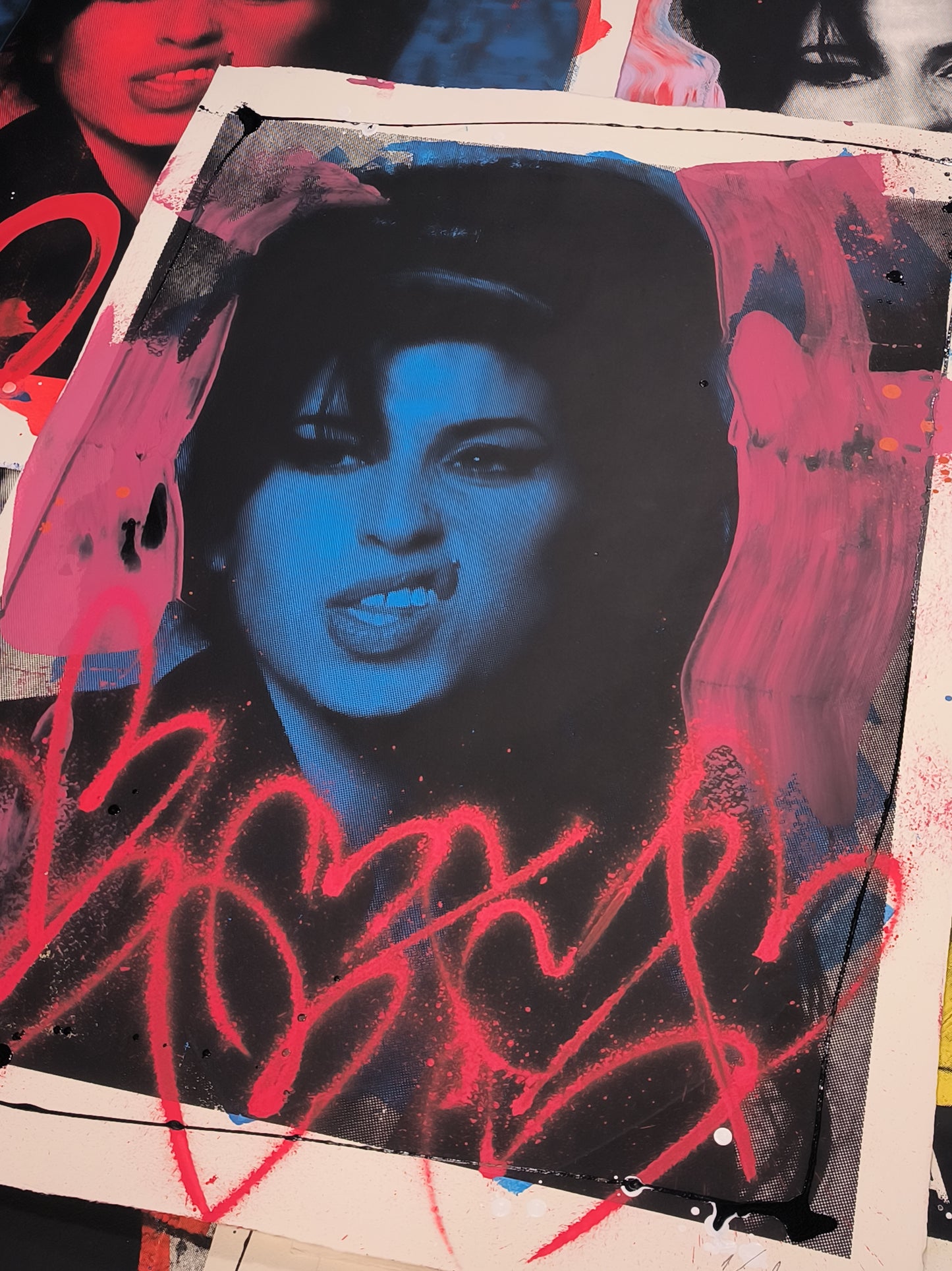 Amy Winehouse - Retrato Print (Original painting on paper) Arte Urbano Contemporaneo Barcelona